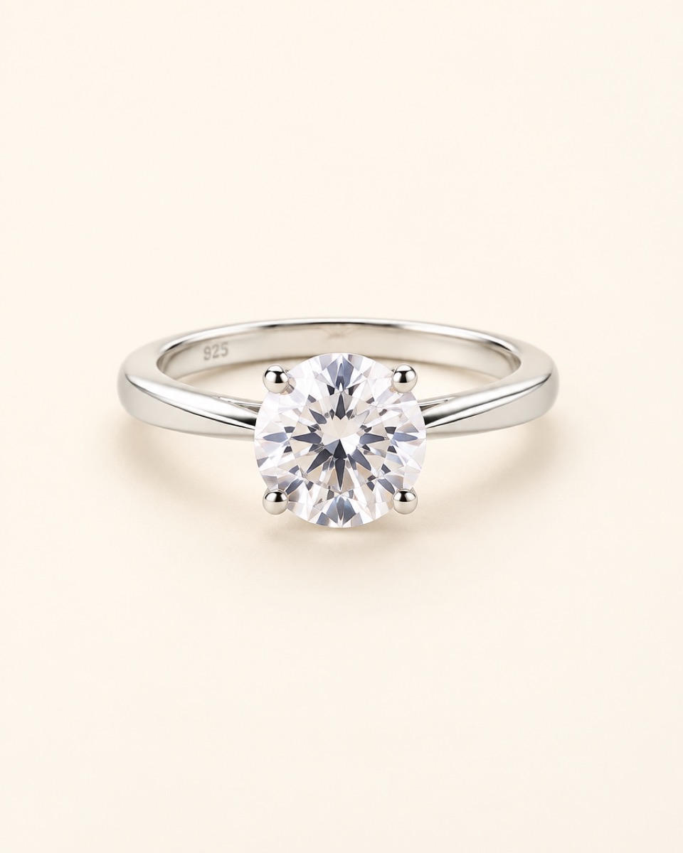Bague Solitaire Zircon Argent 925
