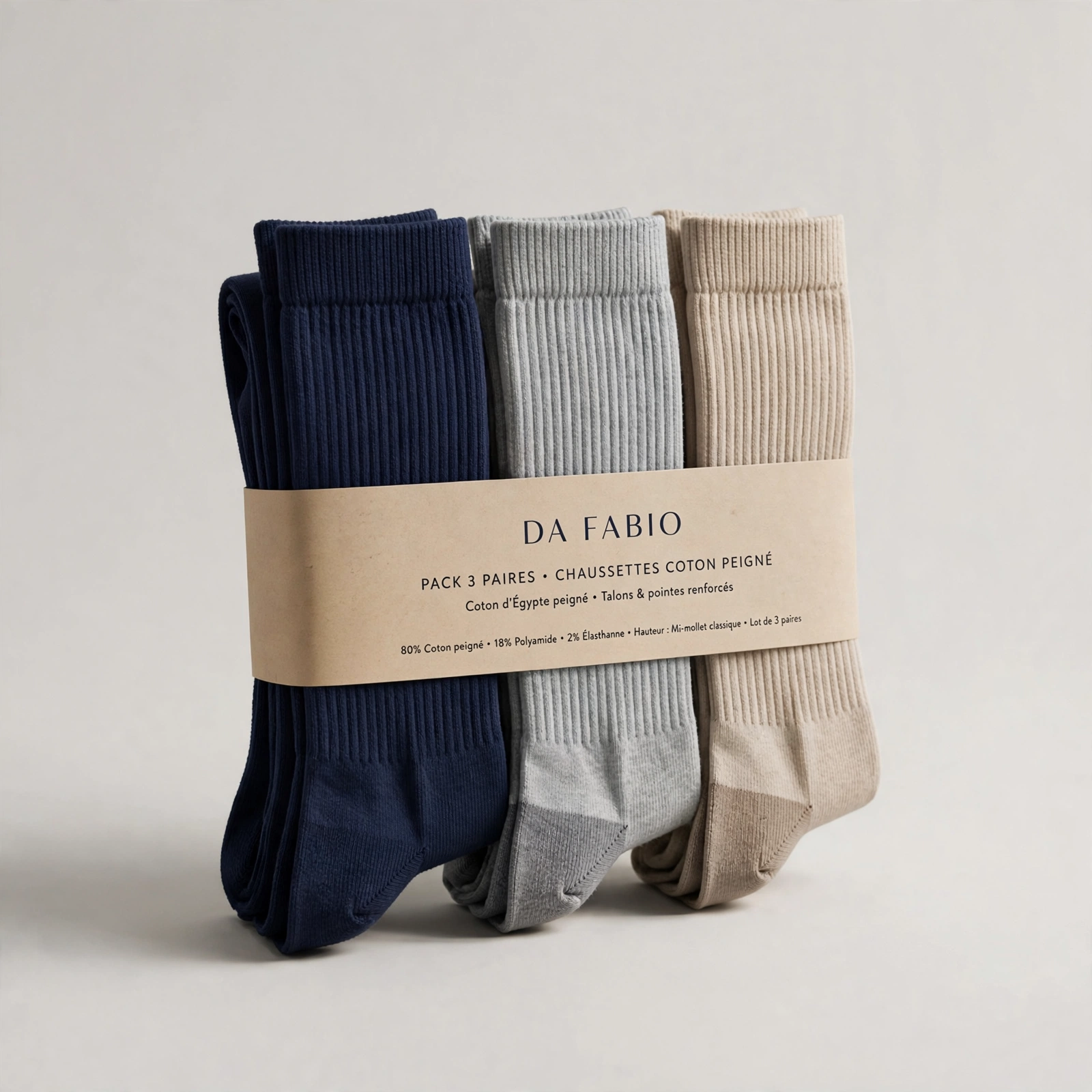 Pack 3 Paires Chaussettes Coton Peigné